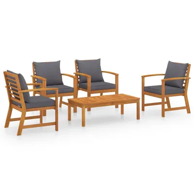 Produktbild von 5-tlg. Garten-Lounge-Set mit Auflagen Massivholz Akazie