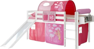 Produktbild von Rutschbett "Manuel" Kiefer Weiß Motiv (Horse (Pink))