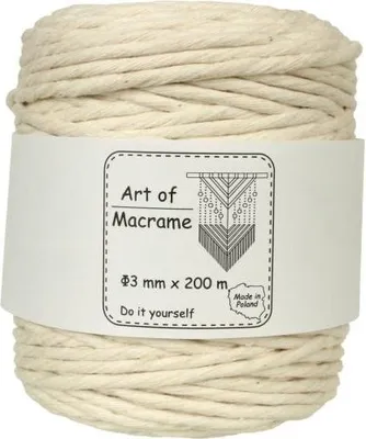 Produktbild von Makramee-Schnur DIY Naturgarn Baumwolle natürliche Farbe Makramee-Seil Baumwollschnur Baumwollgarn Schnur Schnur Schnur für DIY Wandpflanze Kleiderbügel Handwerk (Natürliche, 3 mm - 200 m)