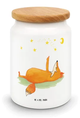 Produktbild von Mr. & Mrs. Panda Lebensmittelbehälter Fuchs Sterne - Weiß - Geschenk, zuckerdose, Sternengucker, Keksdose, Mond, Tröstende Worte, Aufbewahrungsdose, Teedose, Dose
