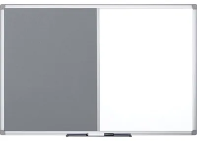 Image de Bi-Office Bi-office Tableau multifonctions Maya 90 x 60 cm (l x h) Acier Matériau de la surface d'affichage : feutre gris blanc