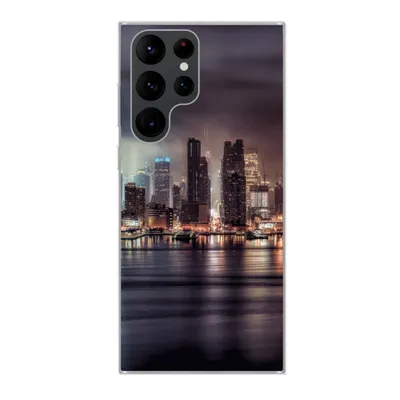 Produktbild von MuchoWow® Handyhülle Schutzhülle Hülle für Samsung Galaxy S22 Ultra New York - Sturm - Skyline Silikon Softcase Handy Hülle - Abbildung