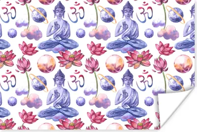 Produktbild von MuchoWow® Poster Buddha - Muster - Weiß 120x80 cm - Bilder