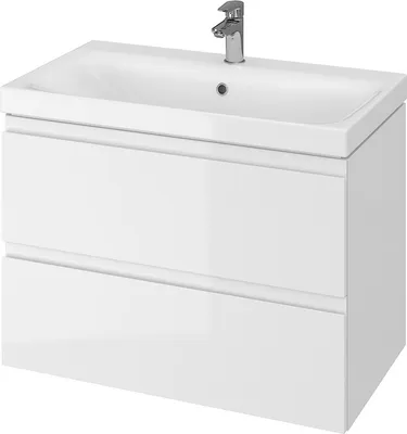 Produktbild von BADLAND Badmöbel Set badezimmerschrank mit Keramikwaschbecken, 2-Schubladen MODUO 80 Weiß