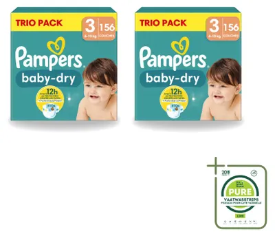 Productafbeelding van 2 x Pampers Baby-Dry luiers, maat 3, 6-10 kg - grootverpakking - 2 stuks