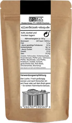 Produktbild von Flammlachs Gewürz - Premium Würzmischung für skandinavischer Feuerlachs, Holzbrettlachs, Fisch - nach finnischer Art - ohne Glutamat - 125g