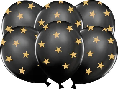 Produktbild von Luftballons 14 Schwarz mit goldenen Sternen 1 Stk.
