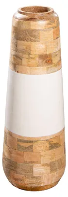 Produktbild von Gilde Bodenvase, konisch, "Naturelle", Mangoholz, weiß, naturfarben, VE 1, H. 59 cm, D. 22 cm 58489 4063387584897