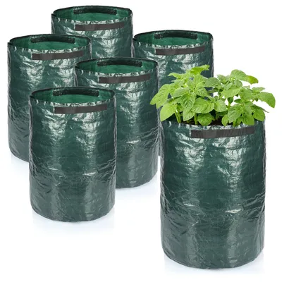 Image de 6 sacs de culture pour pommes de terre, sacs de culture verts avec des poignées