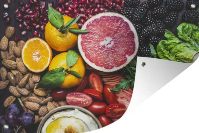 Produktbild von MuchoWow® 60x40 cm Outdoor-Poster Gartendeko Sichtschutz Garten Poster für den Garten  Gemüse - Obst - Farben