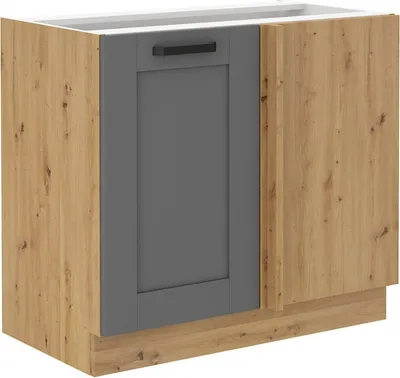 Obrázek produktu pro Prodloužená rohová skříňka LAILI - šířka 105 cm, šedá / dub artisan