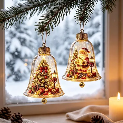 Produktbild von Weihnachtsdeko LED Weihnachtskugeln Leuchtende Mini-Weihnachtsszene (AB)