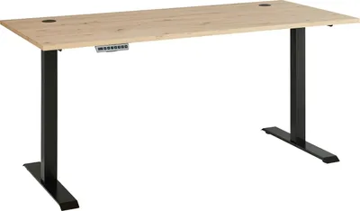 Produktbild von Schreibtisch - B 160 cm - Artisan Eiche Nachbildung - Schwarz - Metallgestell - elektrisch höhenverstellbar