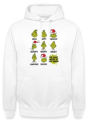 Produktbild von Spreadshirt Der Grinch Moods Of The Grinch Stimmungen Uni Hoodie, L, Weiß