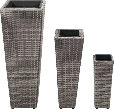 Immagine prodotto di vidaXL Letto da giardino rialzato 3 pezzi in poly rattan grigio