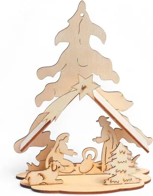 Productafbeelding van Kerstkribbe Steekbouwset voor Zelfbouw - Creatief Kerstproject