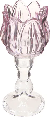 Produktbild von Eleganter Teelichthalter aus Glas in Tulpenform für stilvolle Dekoration, 2 Stück