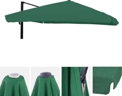 Obrázek produktu pro Náhradní potah pro světelný deštník HWC-A96 s klapkou, potah na slunečník, 3x4m (Ø5m) polyester 4kg tmavě zelený