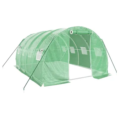 Produktbild von vidaXL Gewächshaus mit Stahlrahmen Grün 12 m² 4x3x2 m