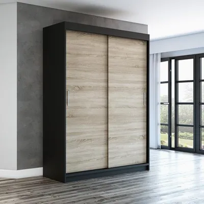 Produktbild von Schwebetürenschrank, 2-türig Schrank! Moderne Garderobe für Kleidung. Verschiedene Farben (Weiß, Schwarz, Somona) Kleiderschrank PAX  160 cm