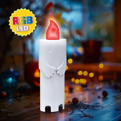 Image de Lanterne LED d'Halloween - fantôme - LED multicolore - 12 x 4,5 x 3 cm, Image générée par une IA