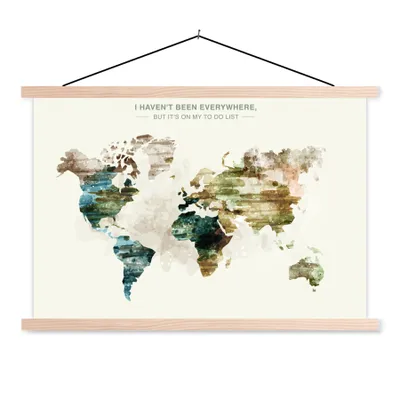 Produktbild von MuchoWow® Textilposter Weltkarte - Farbe - Vintage 60x40 cm mit holzfarbenen Rahmen - Bilder