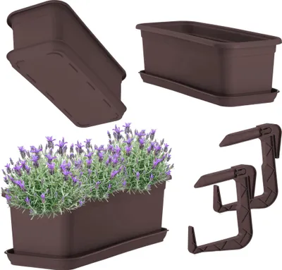 Produktbild von Balkonkasten - Blumenkasten mit Henkeln - Länge 40 cm - Braun