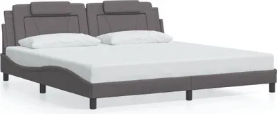 Image de vidaXL Cadre de lit "Viana" sans matelas Gris 200x200 cm Similicuir
