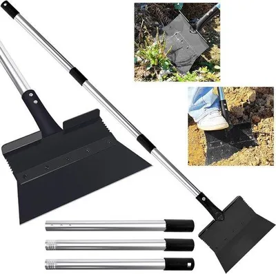 Immagine prodotto di Pala per erbacce multifunzionale da 28 cm con manico - attrezzo da giardino per rimuovere erbacce, diserbo e muschio - pala da neve