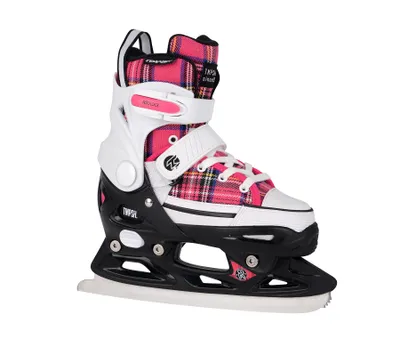 A single ice skate is shown against a white background.