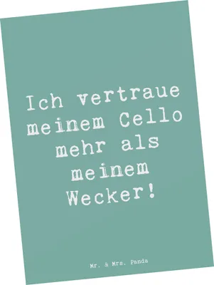 Produktbild von Mr. & Mrs. Panda Grußkarte Spruch Cello Vertrauen - Meeresbrise - Geschenk, Instrument, Klassische Musik, Musikinstrument, Postkarten, Orchester, Postkarte, bildkarte
