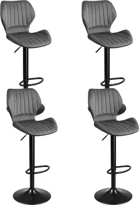 Produktbild von 4er Set Barhocker Samt Barstuhl Tresenhocker Küchenstühle Hocker Dunkelgrau