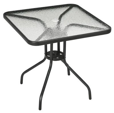 Produktbild von Gartentisch Abnehmbar Metall 76x76 cm Wetterfest Balkontisch mit Schirmloch. rutschfest Schwarz