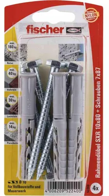 Produktbild von Fischer 4x Langschaftdübel SXR 10 x 80 SS Sechskantschraube - 52240