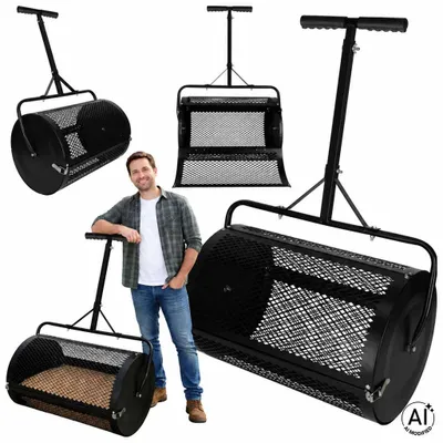 Produktbild von Kompost- und Düngemittelstreuer für Rasen, LUARO, mit Drahtwalze, für den Garten, Aussaatgerät