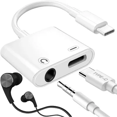 Produktbild von USB C auf 3,5 mm Kopfhöreranschluss Adapter,Typ C Schnellladung mit Audio Aux Splitter Kopfhöreradapter Kompatibel mit Pixel 4 3 2 XL,Galaxy S20 Ultra Z Flip S20+ S10 Plus Note 20 5G Note 10-T08
