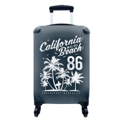 Produktbild von MuchoWow® Koffer Handgepäck Trolley Rollkoffer Kleine Reisekoffer mit 4 Rollen - Strand - Palme - Retro - Cabin Size < 55x40x23 cm & 55x40x20 cm - Fotokoffer - Kabinenkoffer - Boardgepäck - Reise-Box - Reisekoffer - Reisegepäck - Koffer mit Bild - Trolley für Kinder