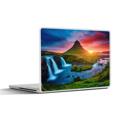 Produktbild von MuchoWow® Laptop Aufkleber Sticker Cover Wasserfall - Berg - Moos - Sonnenuntergang - Natur 36.5x27.5 cm - Laptop-Sticker