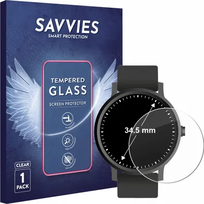 Produktbild von Savvies Schutzglas für Armbanduhren (Kreisrund, ø: 34.5 mm) Displayschutz 9H Glas klar transparent