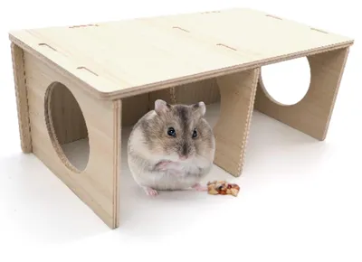 Productafbeelding van Hamsterhuis met meerdere kamers van hout voor kleine dieren