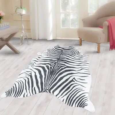 Produktbild von Teppich in Tierfell-Optik Kunstfell-Alternative für modernes Wohnen, Größe: 100 x 135 cm, Farbe: Schwarz-1