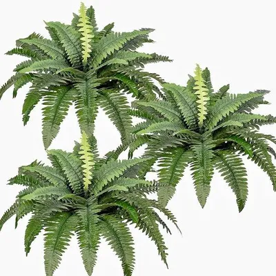 Image de Plantes artificielles, grandes, lot de 3 plantes en plastique pour l'aménagement paysager extérieur, plantes en plastique Boston, résistantes aux UV