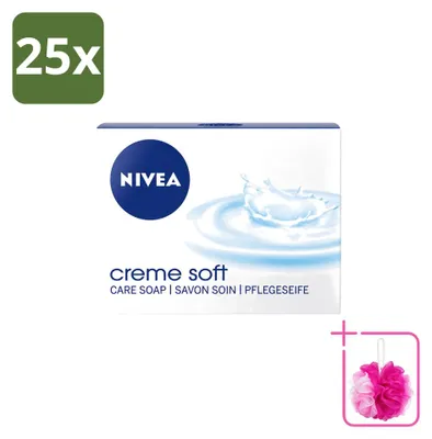 Productafbeelding van 25 x Nivea Creme Soft zeep, 100 gram - Voordeelverpakking - 25 stuks