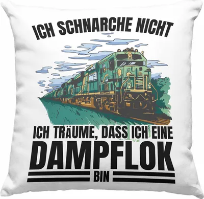 Produktbild von Trendation - Ich Schnarche Nicht Deko-Kissen mit Füllung 40x40 Lokomotive Dampflok Spruch Geschenk für lokführer Eisenbahn Geschenkidee für Männer (Blau)