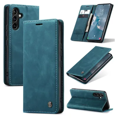 Produktbild von Galaxy A54 5G Hülle, Retro Kunstledertasche mit Standfunktion Schutzhülle für Samsung Galaxy A54 5G Blau