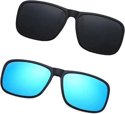 Imagen del producto de 2 gafas de sol con protección para usar sobre otras gafas - Gafas plegables para eclipses solares - Filtro UV e IR seguro para gafas - 180° plegables - Ideales para personas que usan gafas