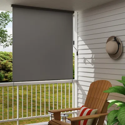 Produktbild von YZNAHRE Senkrechtmarkise Außen 160x250 cm Aussenrollo Wetterfest Sonnenschutz mit Handkurbel Sonnenschutzrollo Balkonrollo Sichtschutz für Terrasse Garten, Grau