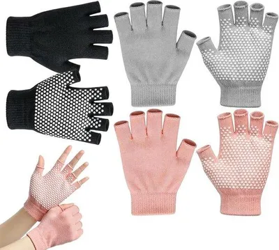 Productafbeelding van Yogahandschoenen Vingerloos - Fitness Handschoenen Training - Verbeterde Grip - Ademend Vochtregulerend - 3 Paar - Niet gespecificeerd