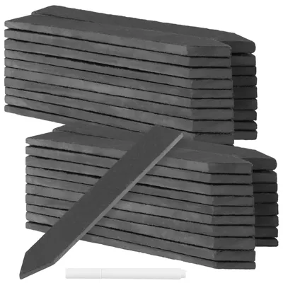Produktbild von SINJEUN Schieferpflanzen-Etiketten, Schiefer-Gartenschilder mit Talkump-Stift, Schiefer-Gartenschilder, Markierungsschilder für Gemüsebeet, Pflanzgefäß, Blume, 15 x 2 cm, 40 Stück