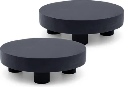 Obrázok produktu pre Sada 2 čiernych drevených stoličiek na rastliny - Okrúhly mini stojan na kvety s priemerom 15 cm